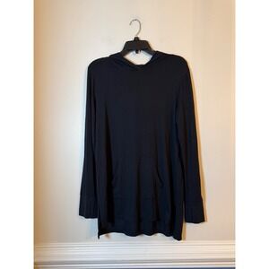 Cuddl Duds Hoodie Women M Black Softwear Modal Stretch Long Sleeve Thumbhole